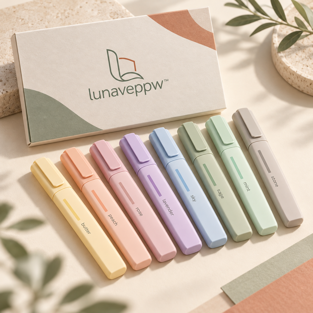 lunaveppw™ Soft Spectrum Chisel Tip Highlighter Set — 8 Pastel Colors ...