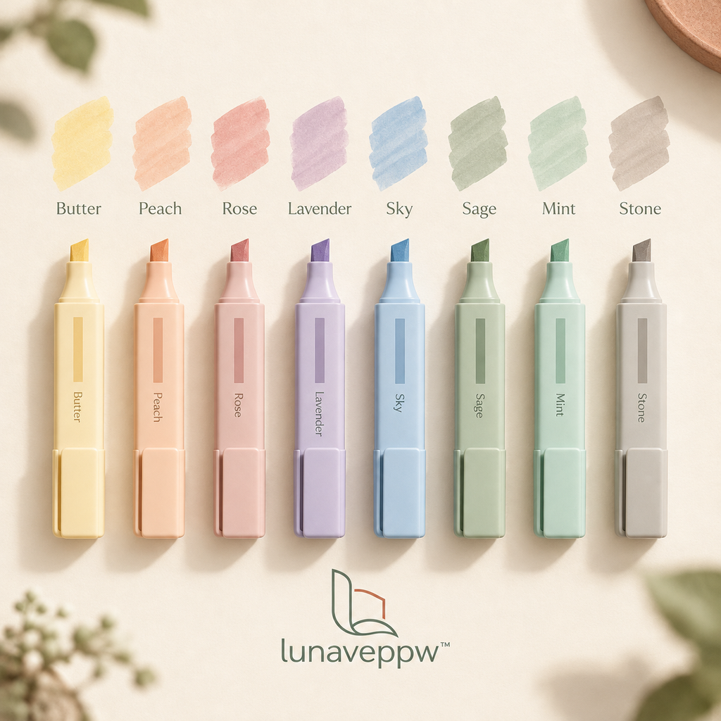 lunaveppw™ Soft Spectrum Chisel Tip Highlighter Set — 8 Pastel Colors ...