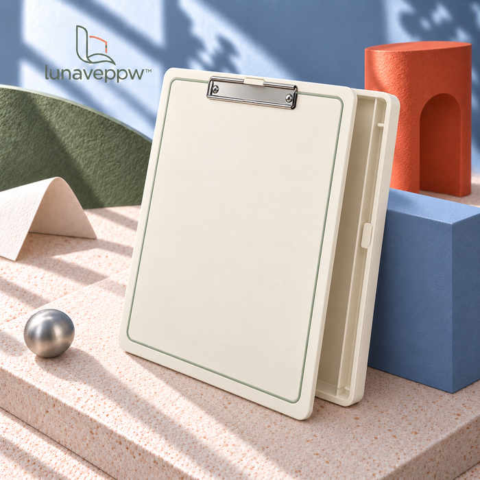 lunaveppw™ Outline Letter-Size Storage Clipboard — Portable Writing Board with Document Compartment, Low-Profile Clip and Pen Channel for Office, Classroom and Field Notes